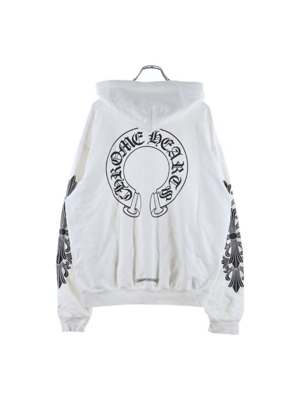 Chrome Hearts Sweatshirt HD Zip Sleeve Floral Horseshoe Print Zip Hoodie White